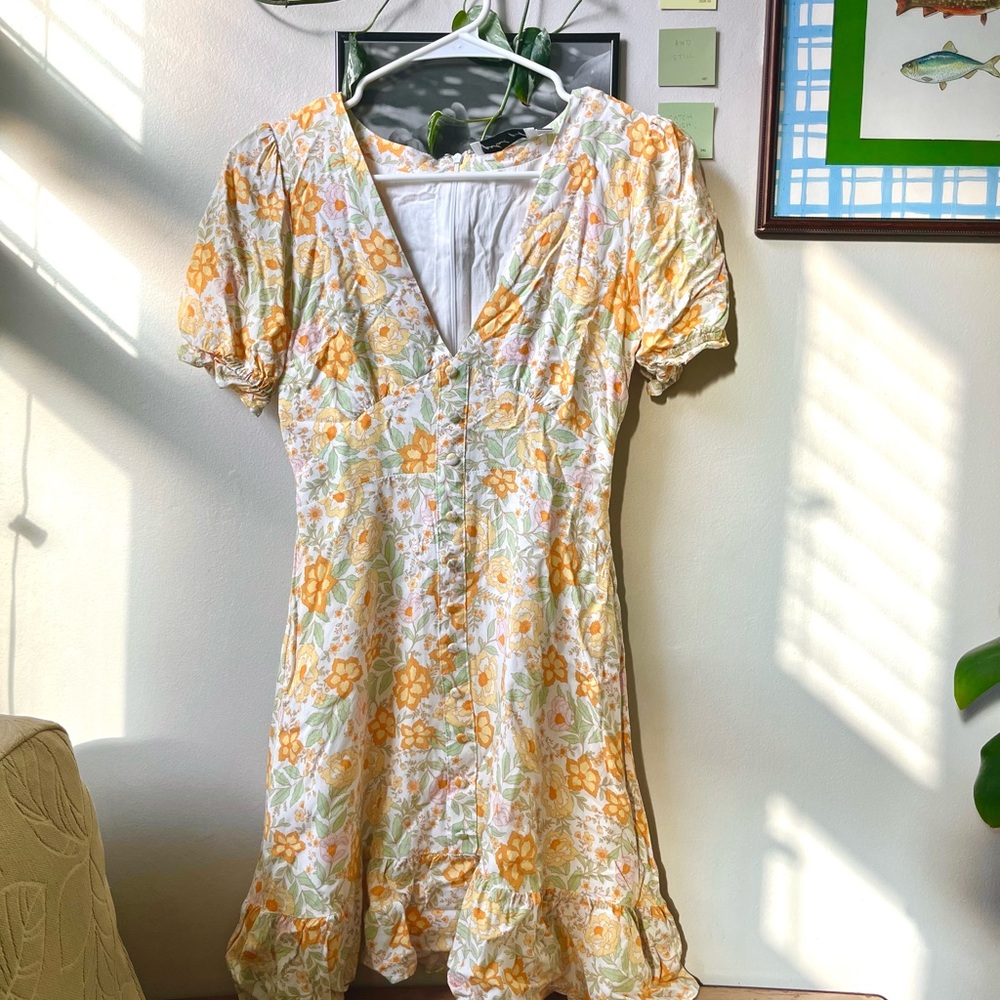 Petal & Pup Floral Mini Dress - Yellow and White